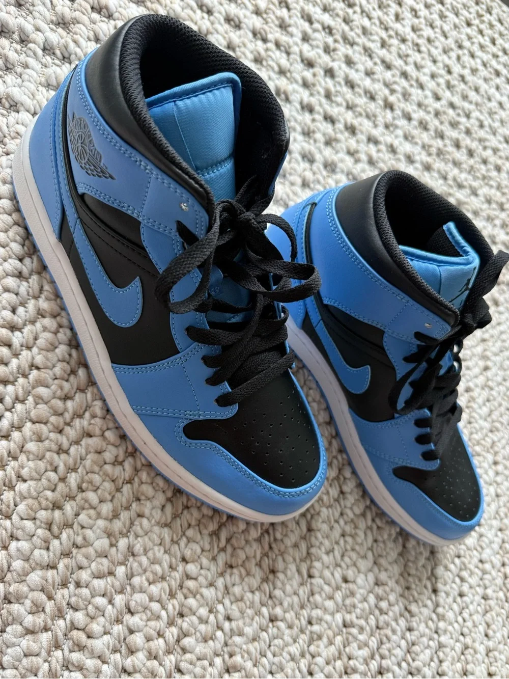 Jordan-Style High-Top Sneakers in Blue and Black
